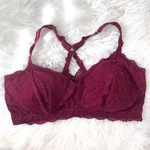 Auden Wine Burgundy Lace Racerback Adjustable Padded Bralette 3X